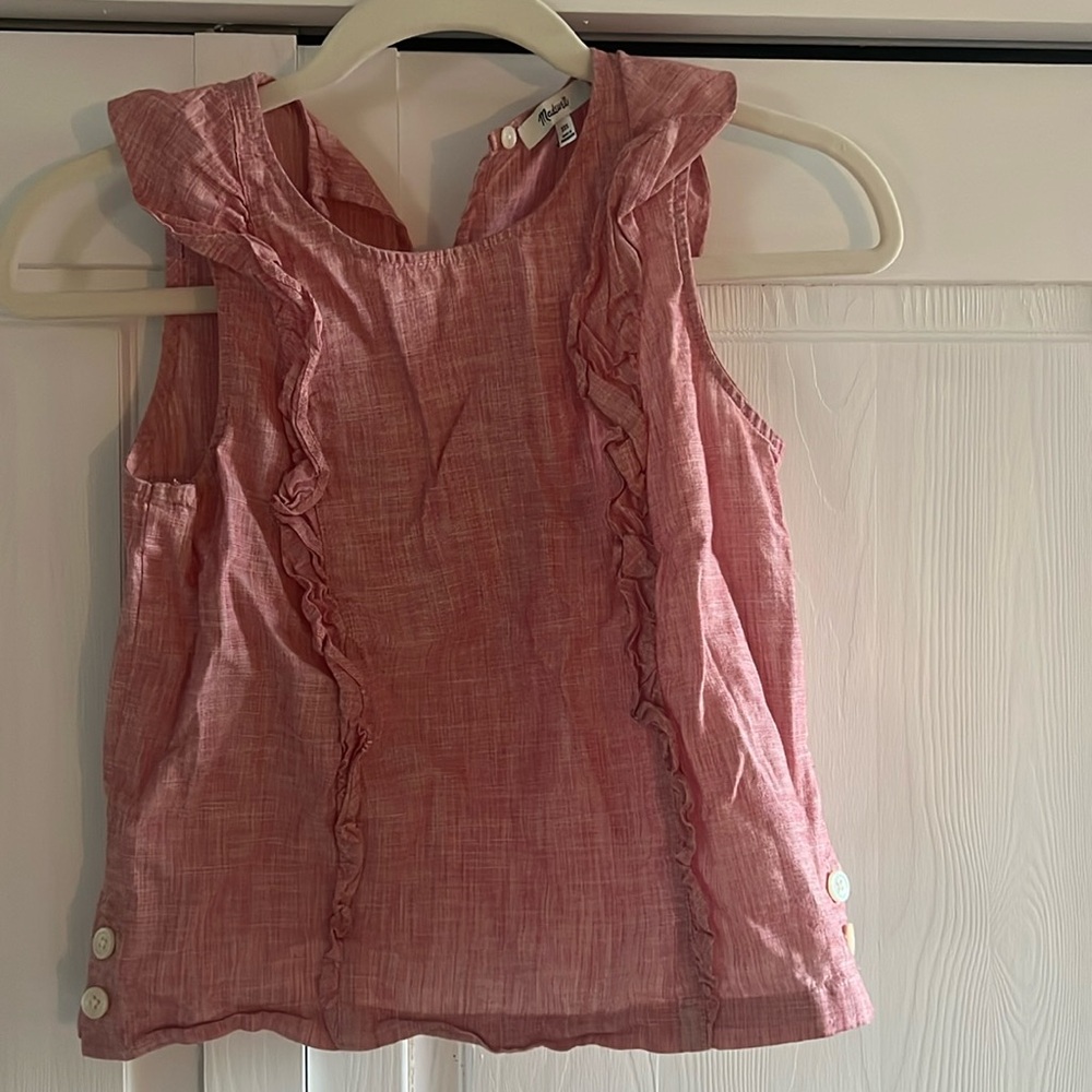 Madewell red chambray crop shell top